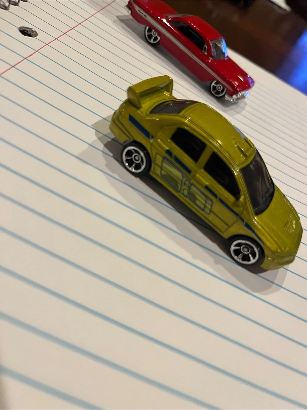 Pair of Hot Wheels “Fast and Furious” Die-Cast Toy Cars in Red and Lime